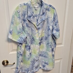 e Alfred Dunner Women's Floral Top - Blue and Green Size 18